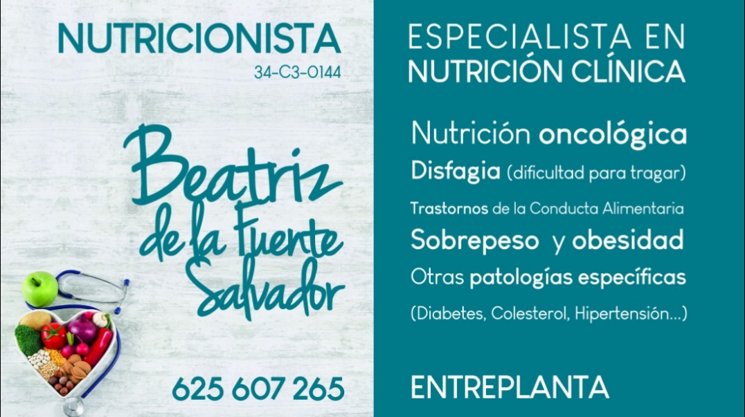 Beatriz de la Fuente Salvador Nutricionista Palencia. Nutrición oncológica. TCA · Fotos 10